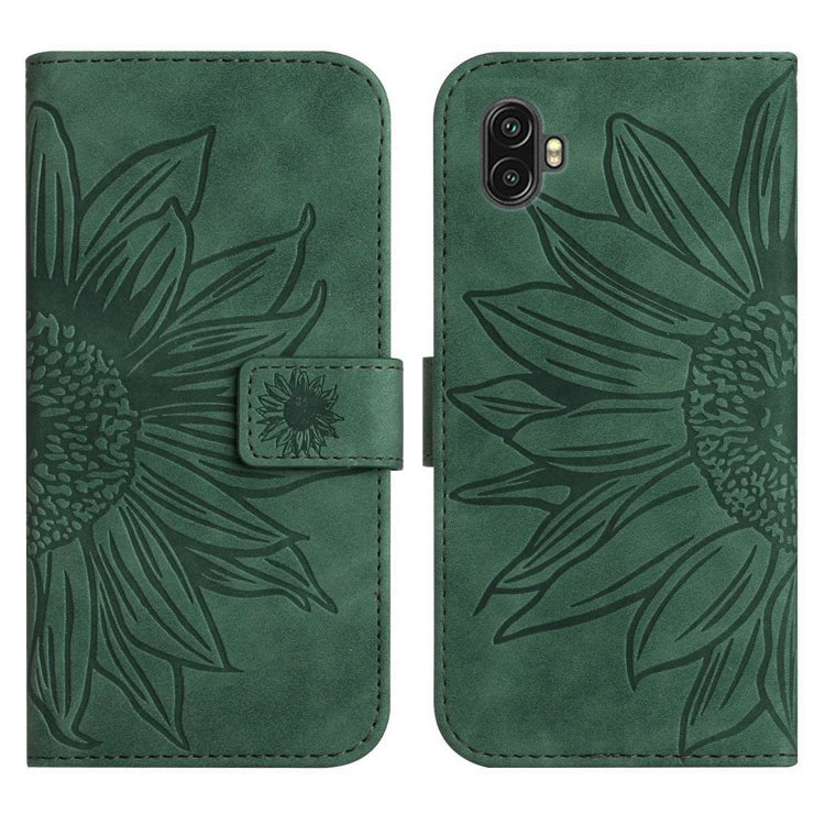 For Samsung Galaxy Xcover6 Pro Skin Feel Sun Flower Pattern Flip Leather Phone Case with Lanyard