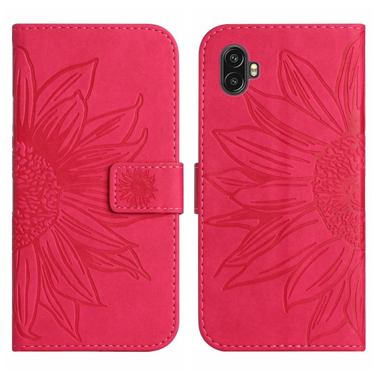 For Samsung Galaxy Xcover6 Pro Skin Feel Sun Flower Pattern Flip Leather Phone Case with Lanyard