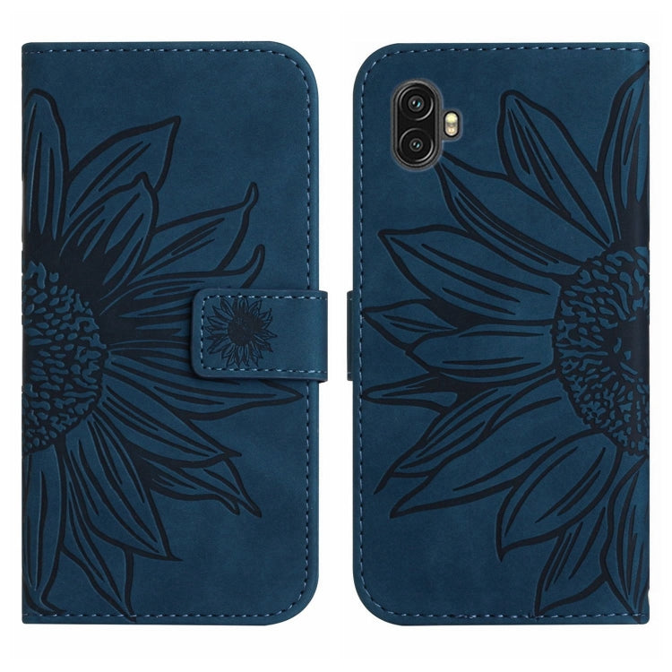 For Samsung Galaxy Xcover6 Pro Skin Feel Sun Flower Pattern Flip Leather Phone Case with Lanyard