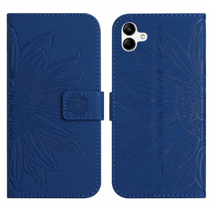 For Samsung Galaxy A04E Skin Feel Sun Flower Pattern Flip Leather Phone Case with Lanyard