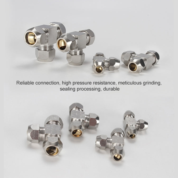 KT-PE-10 LAIZE Nickel Plated Copper T Type Tee Pneumatic Quick Fitting Copper Pipe Connector