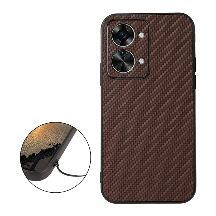 For OnePlus Nord 2T Accurate Hole Carbon Fiber Texture PU Phone Case