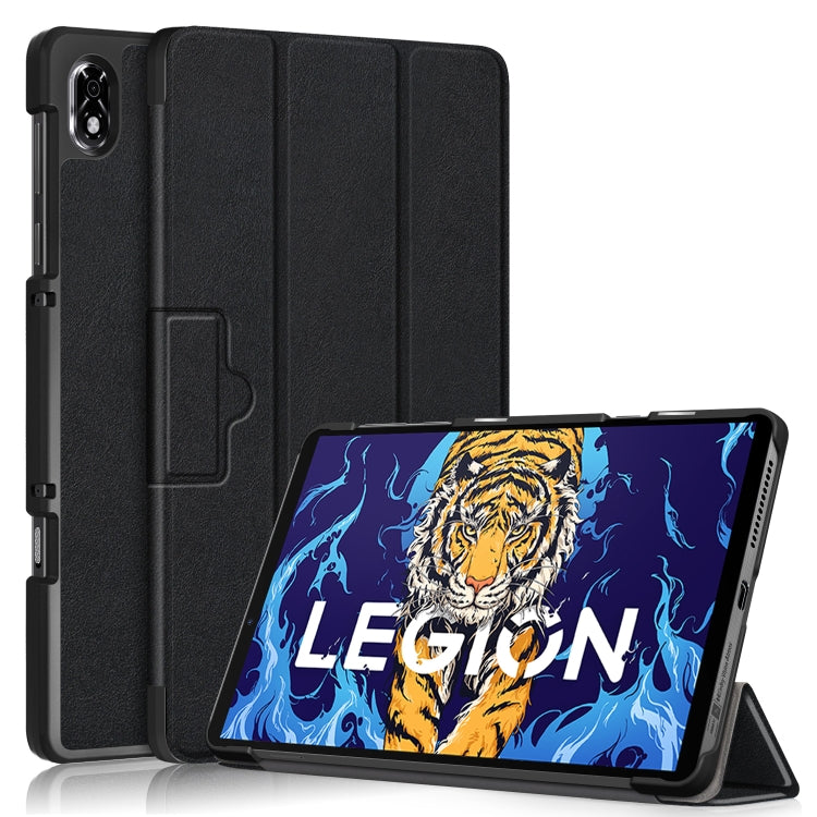For Lenovo Legion Y700 3-folding Magnetic Buckle Custer Texture Leather Smart Tablet Case