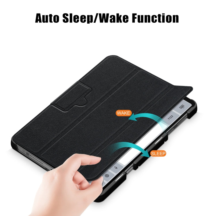 For Lenovo Legion Y700 3-folding Magnetic Buckle Custer Texture Leather Smart Tablet Case