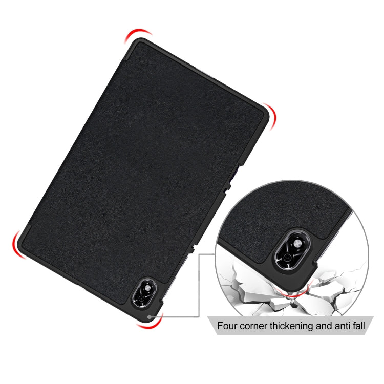 For Lenovo Legion Y700 3-folding Magnetic Buckle Custer Texture Leather Smart Tablet Case