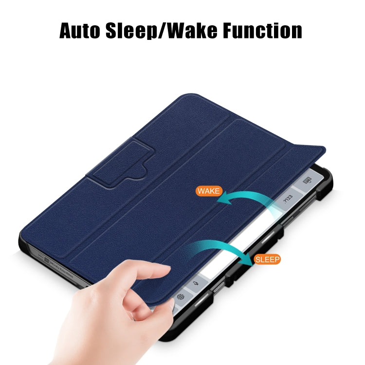 For Lenovo Legion Y700 3-folding Magnetic Buckle Custer Texture Leather Smart Tablet Case