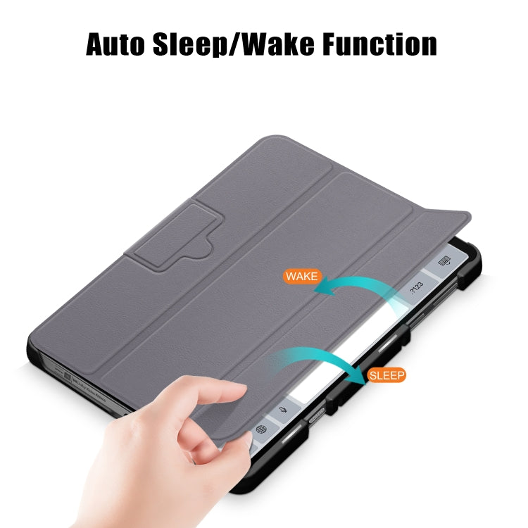 For Lenovo Legion Y700 3-folding Magnetic Buckle Custer Texture Leather Smart Tablet Case