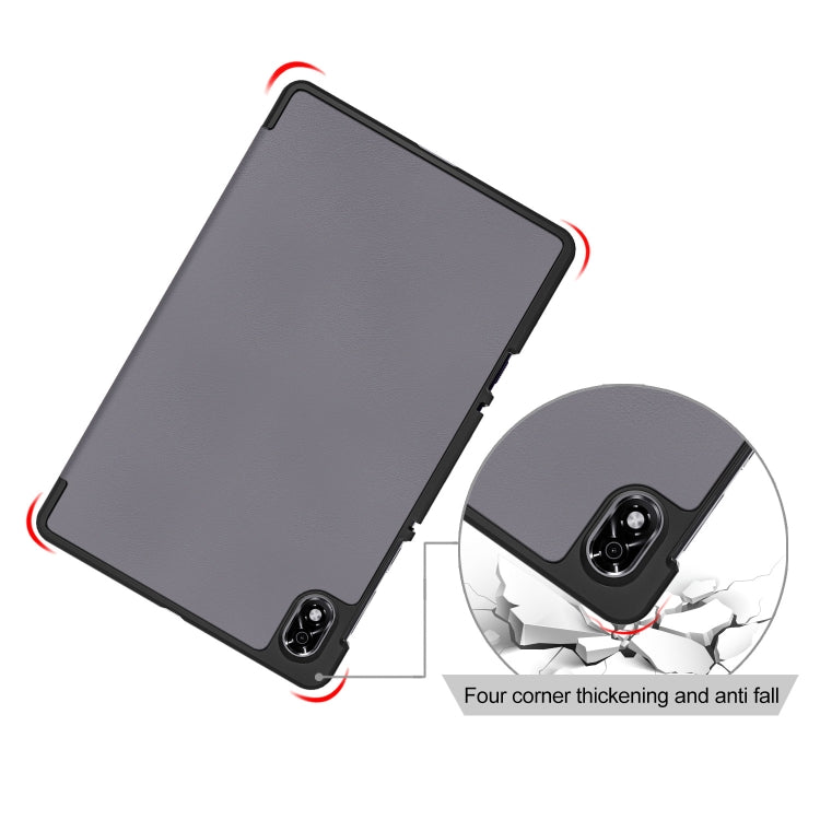 For Lenovo Legion Y700 3-folding Magnetic Buckle Custer Texture Leather Smart Tablet Case
