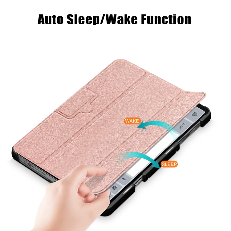 For Lenovo Legion Y700 3-folding Magnetic Buckle Custer Texture Leather Smart Tablet Case