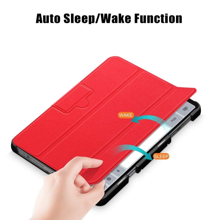 For Lenovo Legion Y700 3-folding Magnetic Buckle Custer Texture Leather Smart Tablet Case