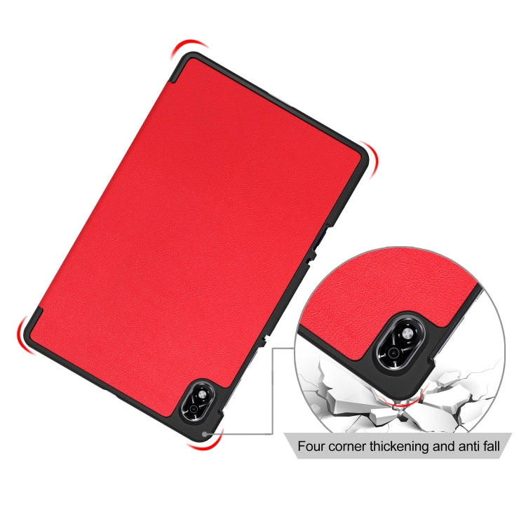 For Lenovo Legion Y700 3-folding Magnetic Buckle Custer Texture Leather Smart Tablet Case
