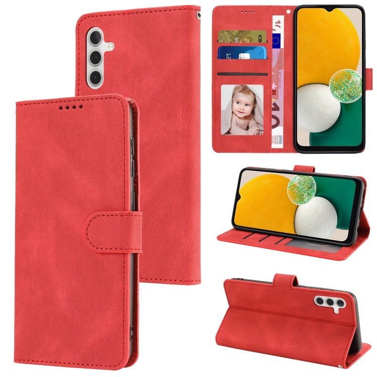 For Samsung Galaxy A14 5G Fantasy Classic Skin-feel Calfskin Texture PU Phone Case