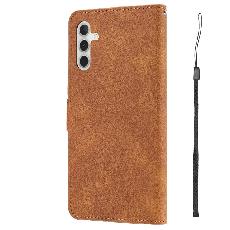 For Samsung Galaxy A14 5G Fantasy Classic Skin-feel Calfskin Texture PU Phone Case