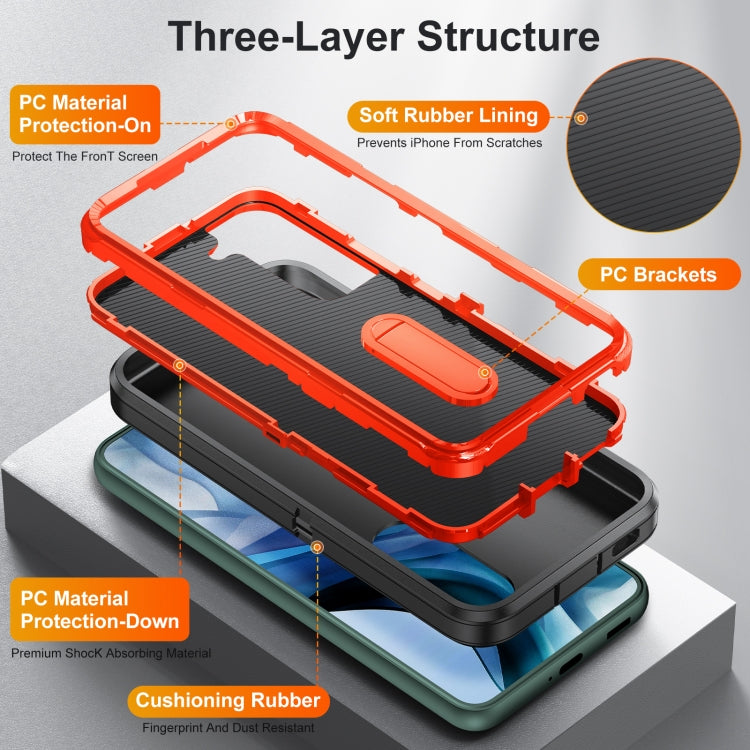 For Samsung Galaxy S23 5G 3 in 1 Rugged Holder Phone Case