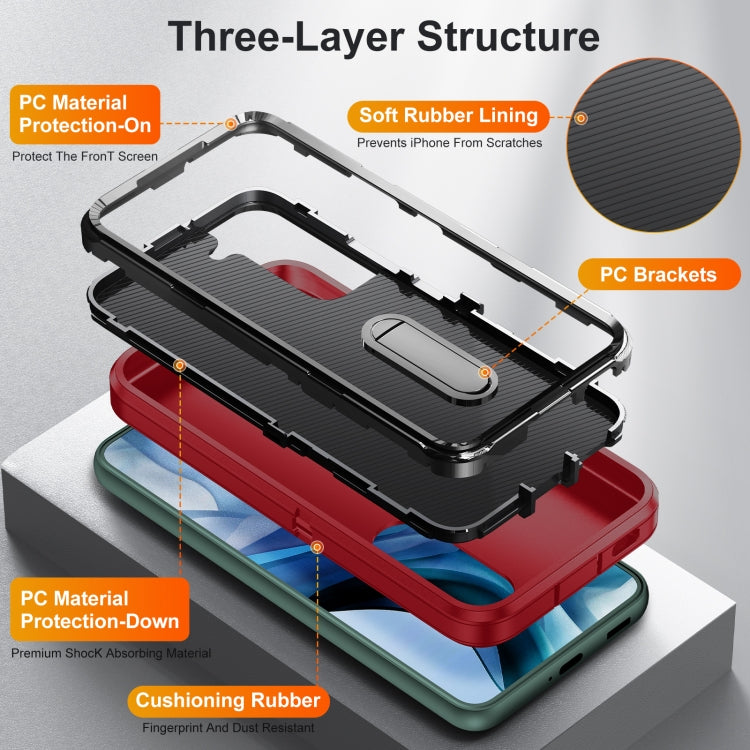 For Samsung Galaxy S23 5G 3 in 1 Rugged Holder Phone Case
