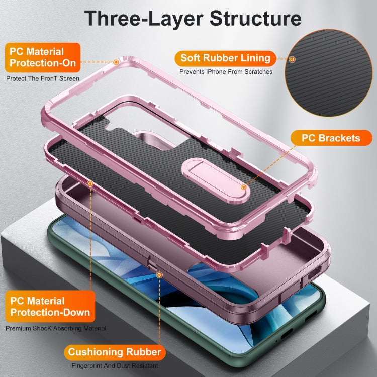 For Samsung Galaxy S23 5G 3 in 1 Rugged Holder Phone Case