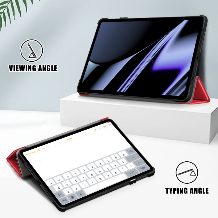 For OPPO Pad 11 inch 3-folding Magnetic Buckle Custer Texture Leather Tablet Case