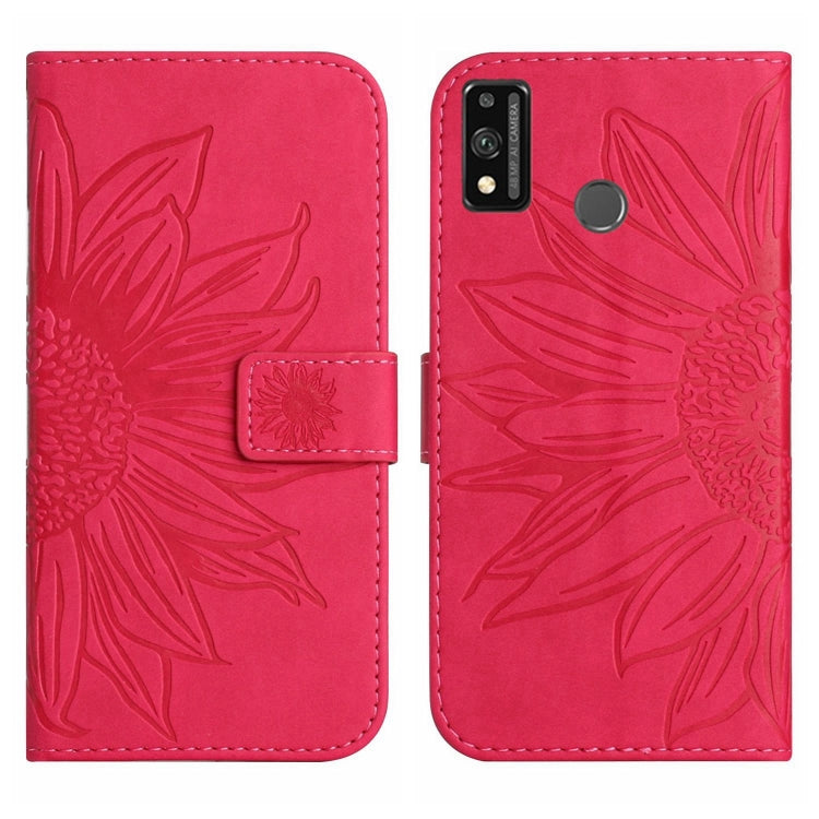 For Honor 9X Lite Skin Feel Sun Flower Pattern Flip Leather Phone Case with Lanyard