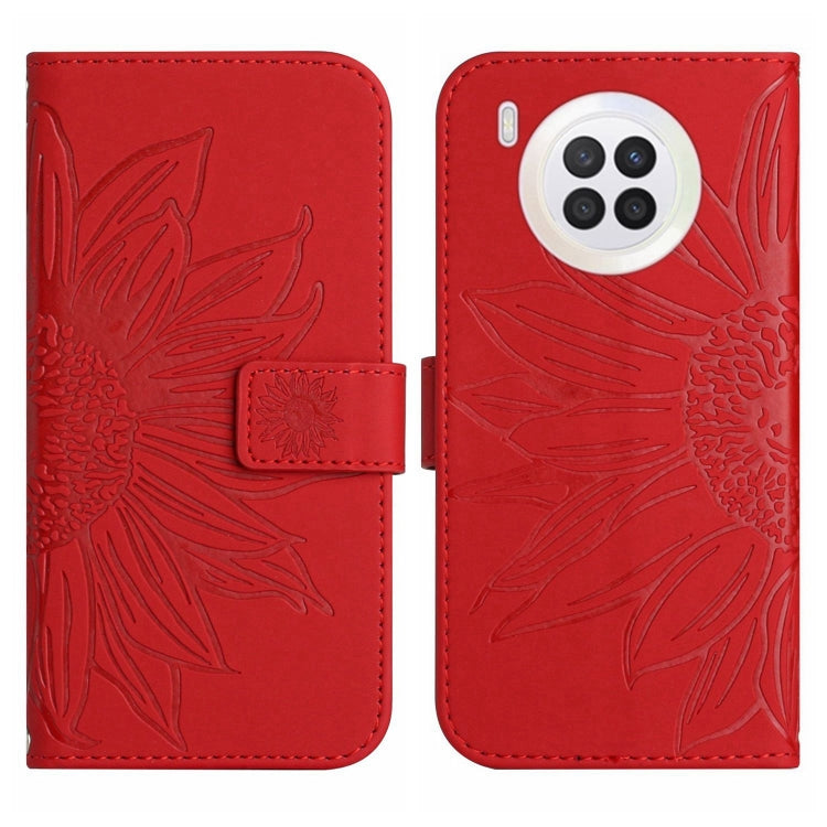 For Honor 50 Lite Skin Feel Sun Flower Pattern Flip Leather Phone Case with Lanyard