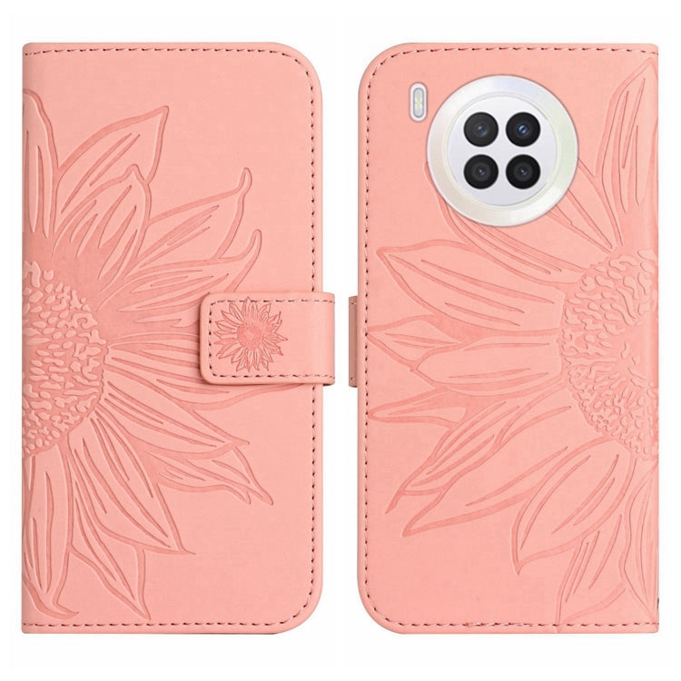 For Honor 50 Lite Skin Feel Sun Flower Pattern Flip Leather Phone Case with Lanyard