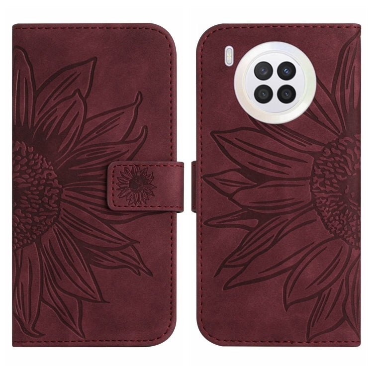 For Honor 50 Lite Skin Feel Sun Flower Pattern Flip Leather Phone Case with Lanyard