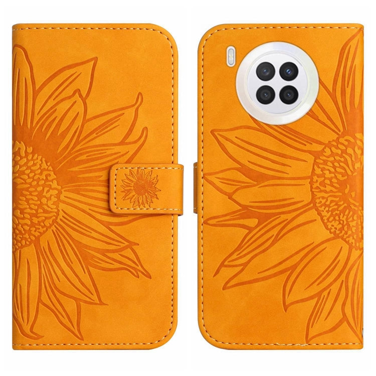 For Honor 50 Lite Skin Feel Sun Flower Pattern Flip Leather Phone Case with Lanyard