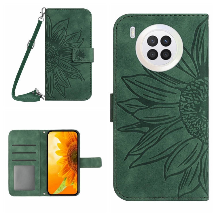 For Honor 50 Lite Skin Feel Sun Flower Pattern Flip Leather Phone Case with Lanyard