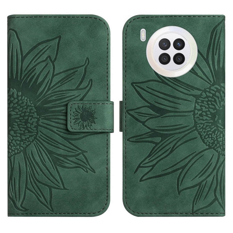 For Honor 50 Lite Skin Feel Sun Flower Pattern Flip Leather Phone Case with Lanyard
