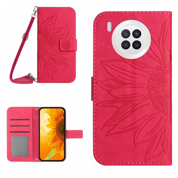 For Honor 50 Lite Skin Feel Sun Flower Pattern Flip Leather Phone Case with Lanyard