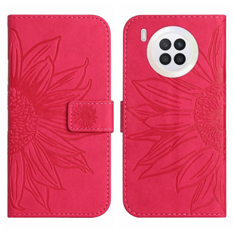 For Honor 50 Lite Skin Feel Sun Flower Pattern Flip Leather Phone Case with Lanyard