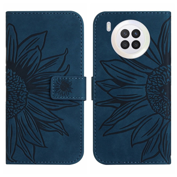 For Honor 50 Lite Skin Feel Sun Flower Pattern Flip Leather Phone Case with Lanyard