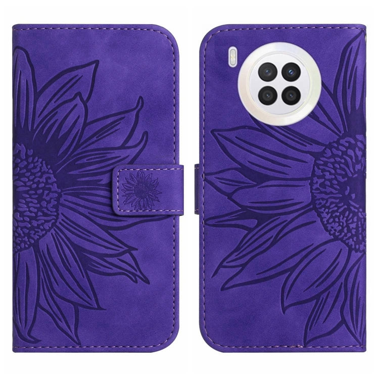For Honor 50 Lite Skin Feel Sun Flower Pattern Flip Leather Phone Case with Lanyard