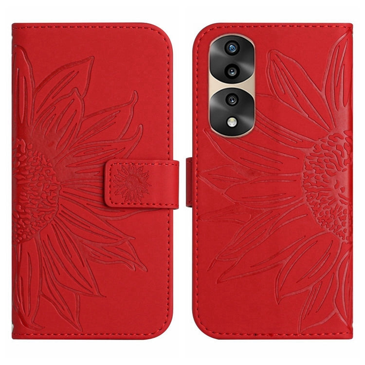 For Honor 70 Pro+ Skin Feel Sun Flower Pattern Flip Leather Phone Case with Lanyard
