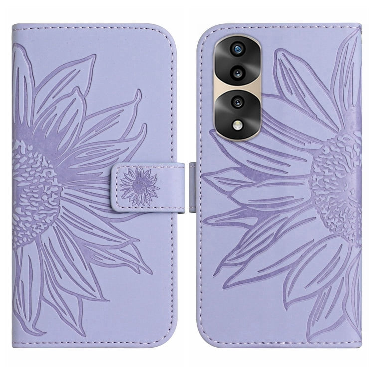 For Honor 70 Pro+ Skin Feel Sun Flower Pattern Flip Leather Phone Case with Lanyard