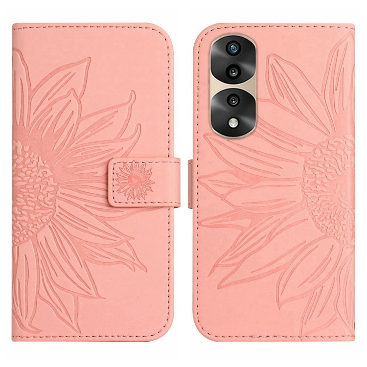 For Honor 70 Pro+ Skin Feel Sun Flower Pattern Flip Leather Phone Case with Lanyard