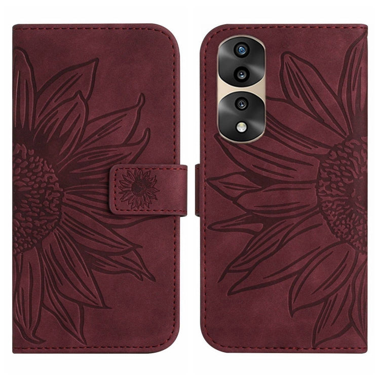 For Honor 70 Pro+ Skin Feel Sun Flower Pattern Flip Leather Phone Case with Lanyard