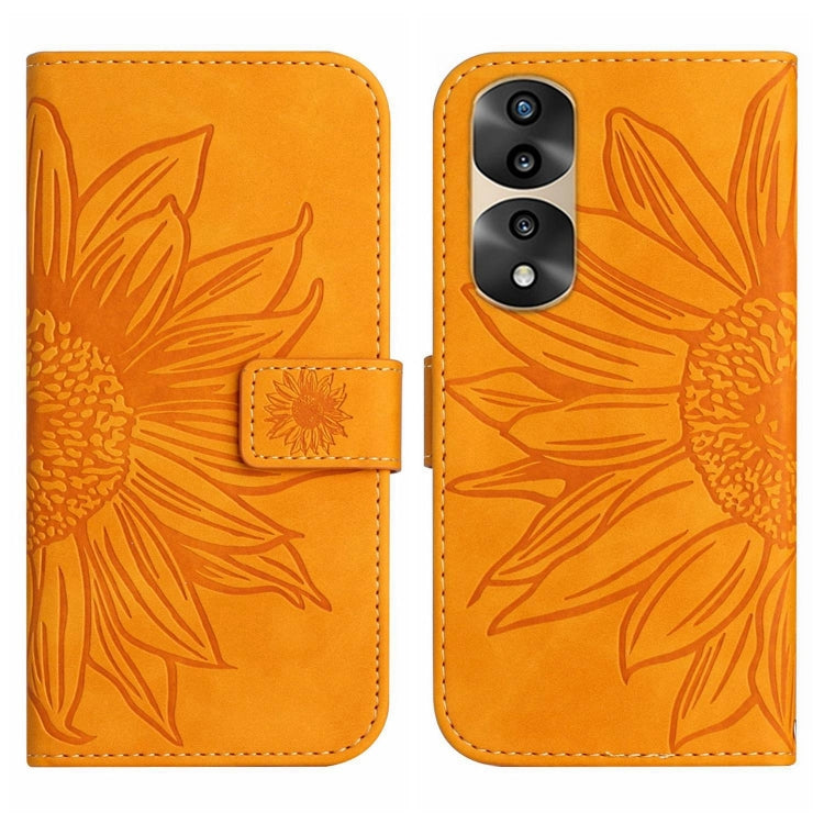 For Honor 70 Pro+ Skin Feel Sun Flower Pattern Flip Leather Phone Case with Lanyard