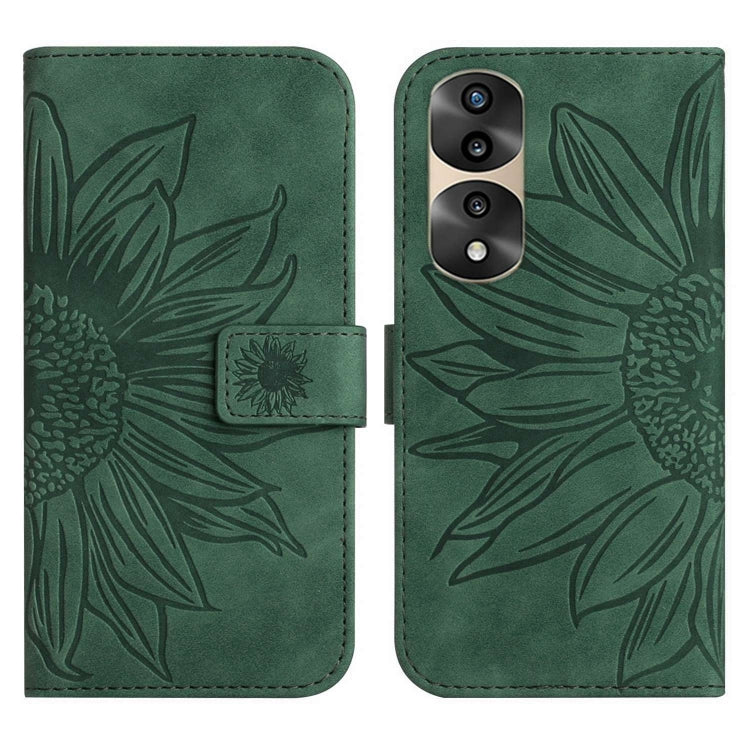 For Honor 70 Pro+ Skin Feel Sun Flower Pattern Flip Leather Phone Case with Lanyard
