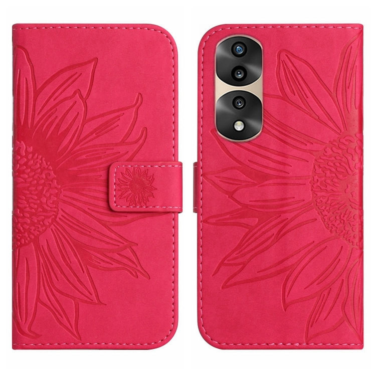 For Honor 70 Pro+ Skin Feel Sun Flower Pattern Flip Leather Phone Case with Lanyard