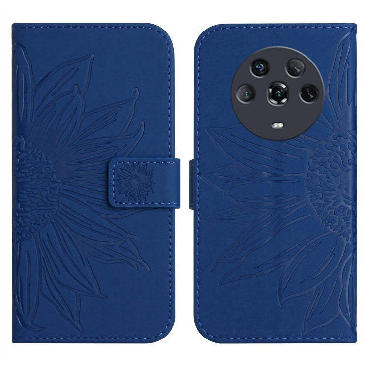 For Honor Magic4 Skin Feel Sun Flower Pattern Flip Leather Phone Case with Lanyard