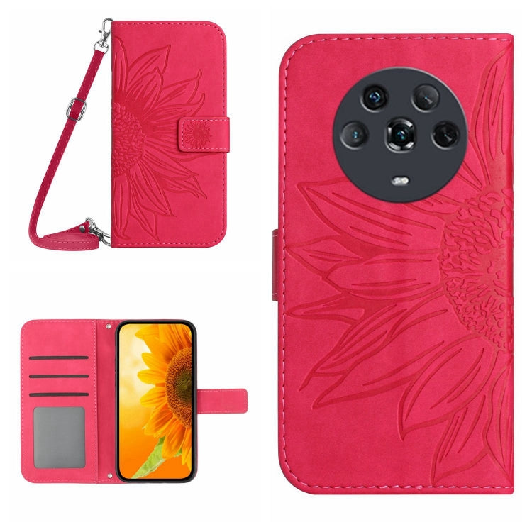 For Honor Magic4 Skin Feel Sun Flower Pattern Flip Leather Phone Case with Lanyard