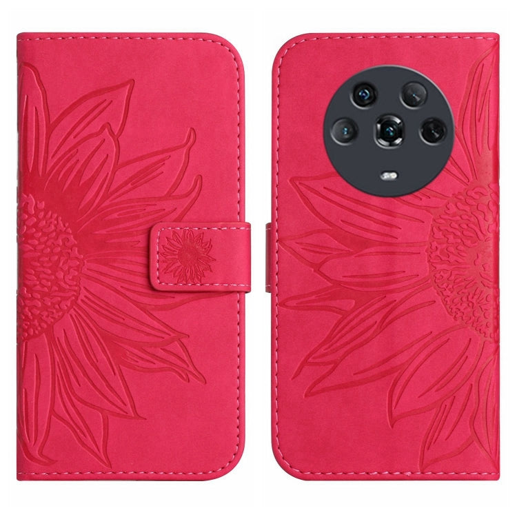 For Honor Magic4 Skin Feel Sun Flower Pattern Flip Leather Phone Case with Lanyard