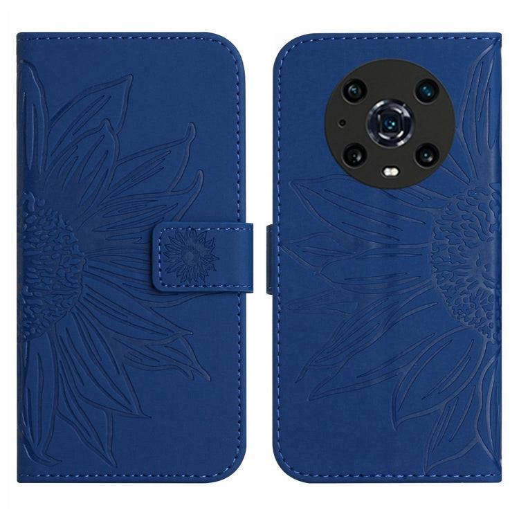 For Honor Magic4 Pro Skin Feel Sun Flower Pattern Flip Leather Phone Case with Lanyard