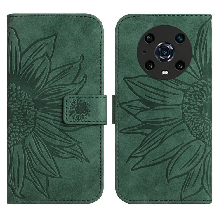 For Honor Magic4 Pro Skin Feel Sun Flower Pattern Flip Leather Phone Case with Lanyard