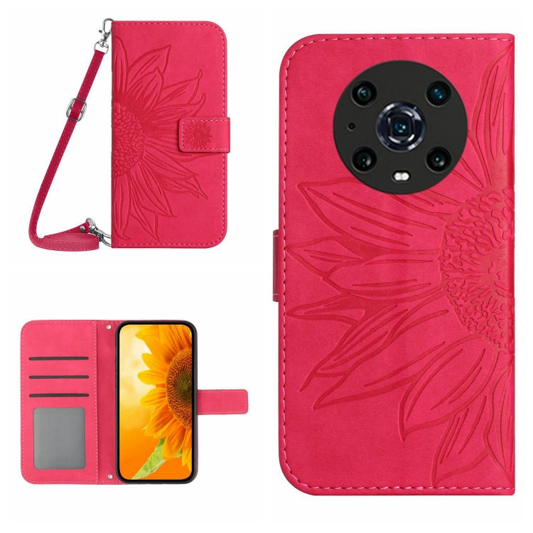 For Honor Magic4 Pro Skin Feel Sun Flower Pattern Flip Leather Phone Case with Lanyard