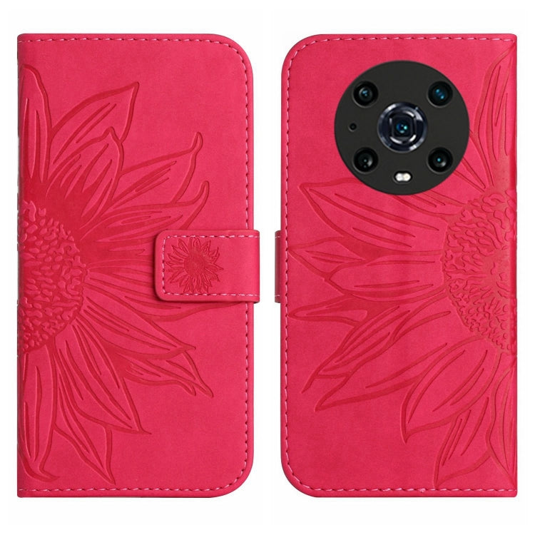 For Honor Magic4 Pro Skin Feel Sun Flower Pattern Flip Leather Phone Case with Lanyard