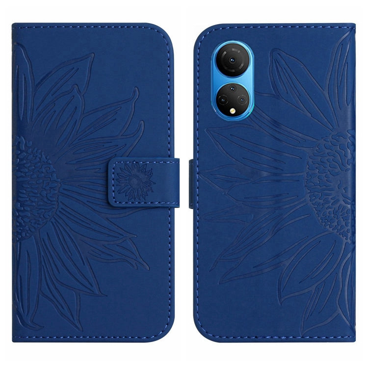 For Honor X7 Skin Feel Sun Flower Pattern Flip Leather Phone Case with Lanyard