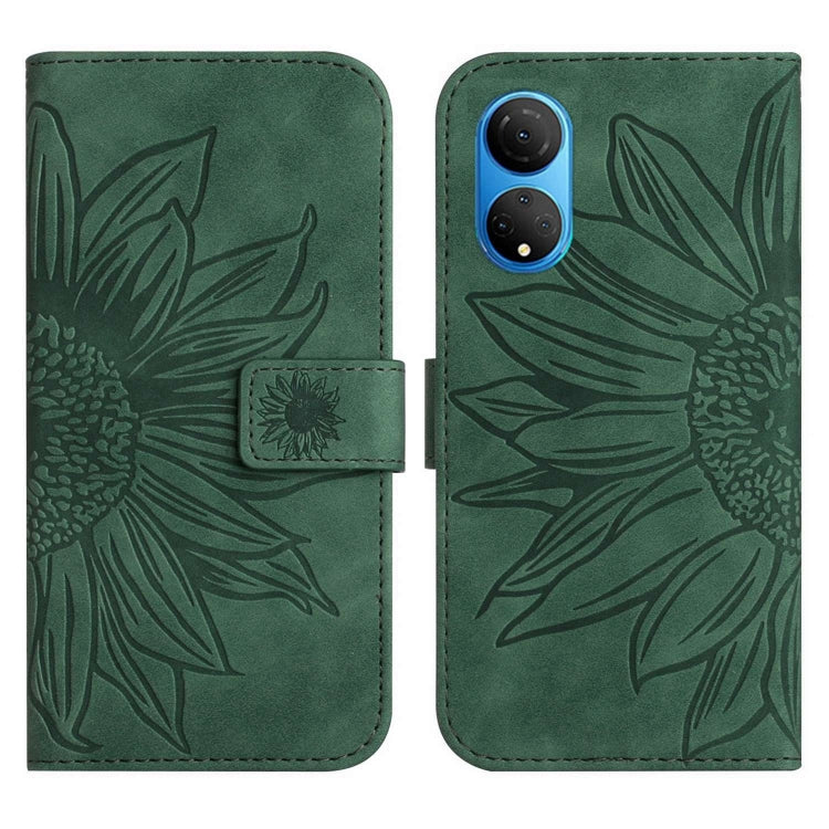For Honor X7 Skin Feel Sun Flower Pattern Flip Leather Phone Case with Lanyard