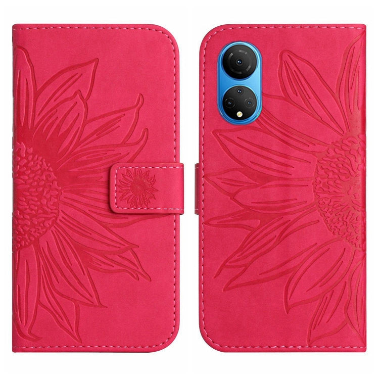 For Honor X7 Skin Feel Sun Flower Pattern Flip Leather Phone Case with Lanyard