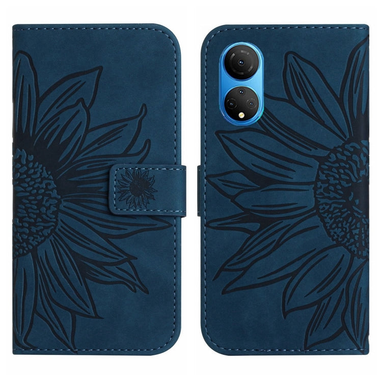 For Honor X7 Skin Feel Sun Flower Pattern Flip Leather Phone Case with Lanyard